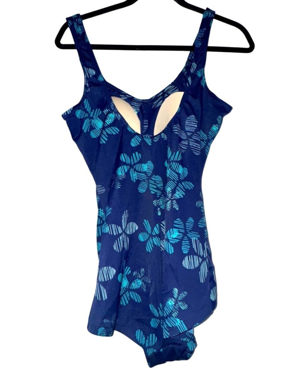 One-Piece Maxine Swimsuit With Ruched Front & Tropical Print Blue & Teal Womens - Picture 8 of 10